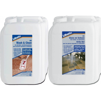 Lithofin MN Voordeelpakket - Wash en Clean &amp; Glans en Schoon - 2 x 5L