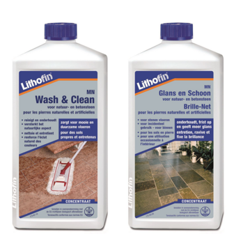 Lithofin MN Voordeelpakket - Wash en Clean &amp; Glans en Schoon - 2 x 1L