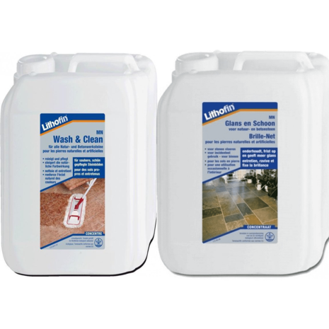 Lithofin MN Voordeelpakket - Wash en Clean & Glans en Schoon - 2 x 5L