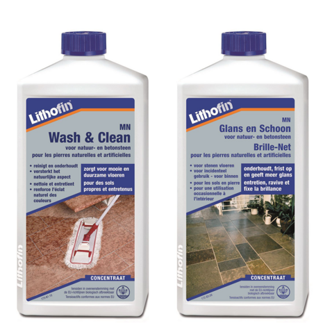 Lithofin MN Pack avantage - Wash & Clean et Brille-Net - 2 x 1L